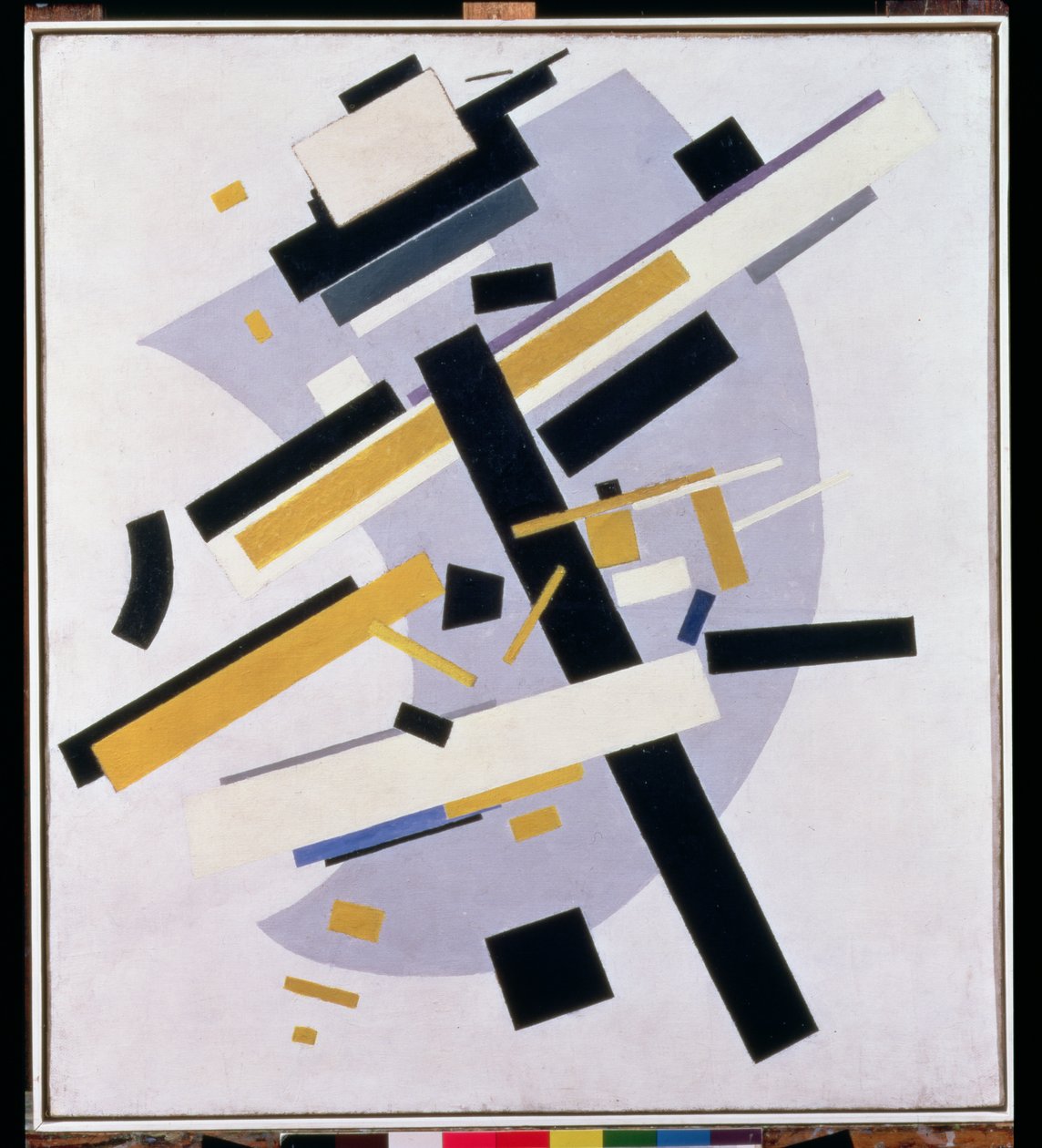 Supremus nr 58 dynamisk komposition i gult och svart, 1916 av Kazimir Severinovich Malevich