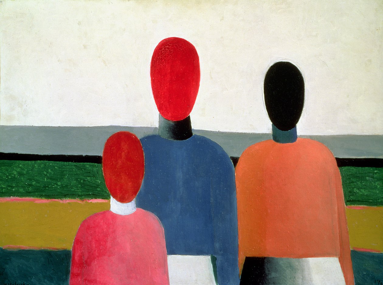 Tre kvinnliga figurer, 1928-32 av Kazimir Severinovich Malevich