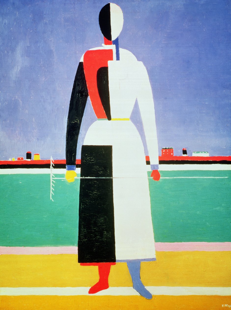 Mwanamke mwenye Rake, c.1928-32 swed av Kazimir Severinovich Malevich