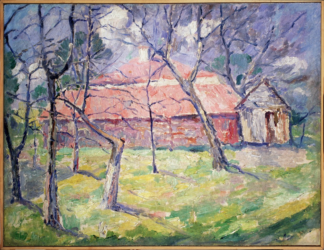 Landskap nära Kiev, Ukraina av Kazimir Severinovich Malevich