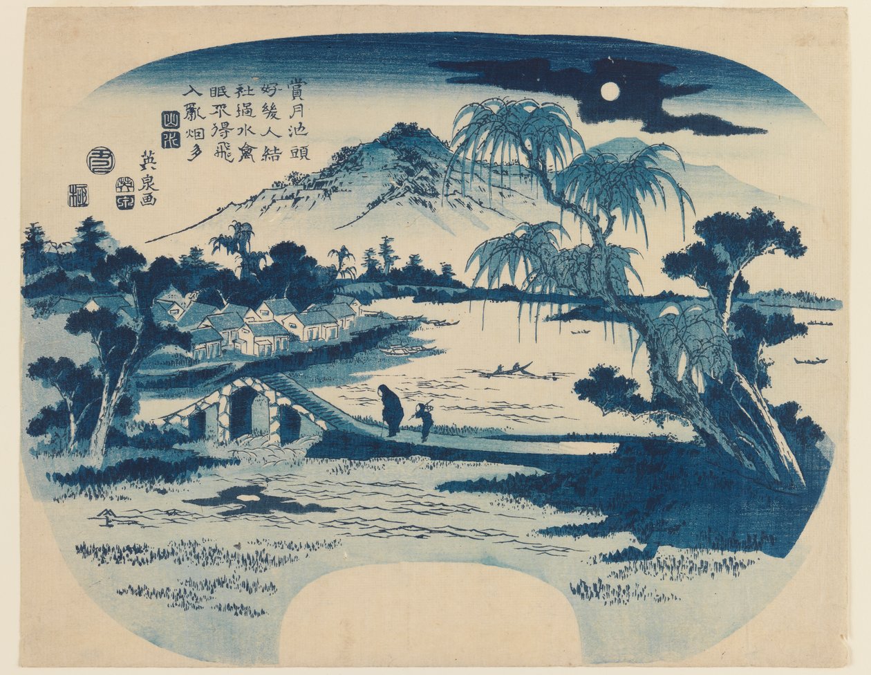View of Shogetsu Pond, 1829 (träblock i färg) av Keisai Eisen