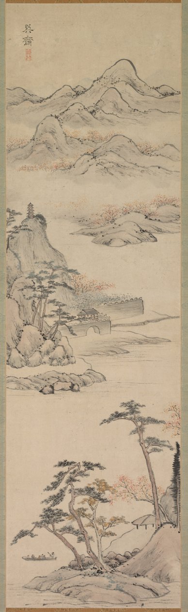 Landskap med båtfolk, sent 1700-tidigt 1800-tal. av Kenkado Kimura
