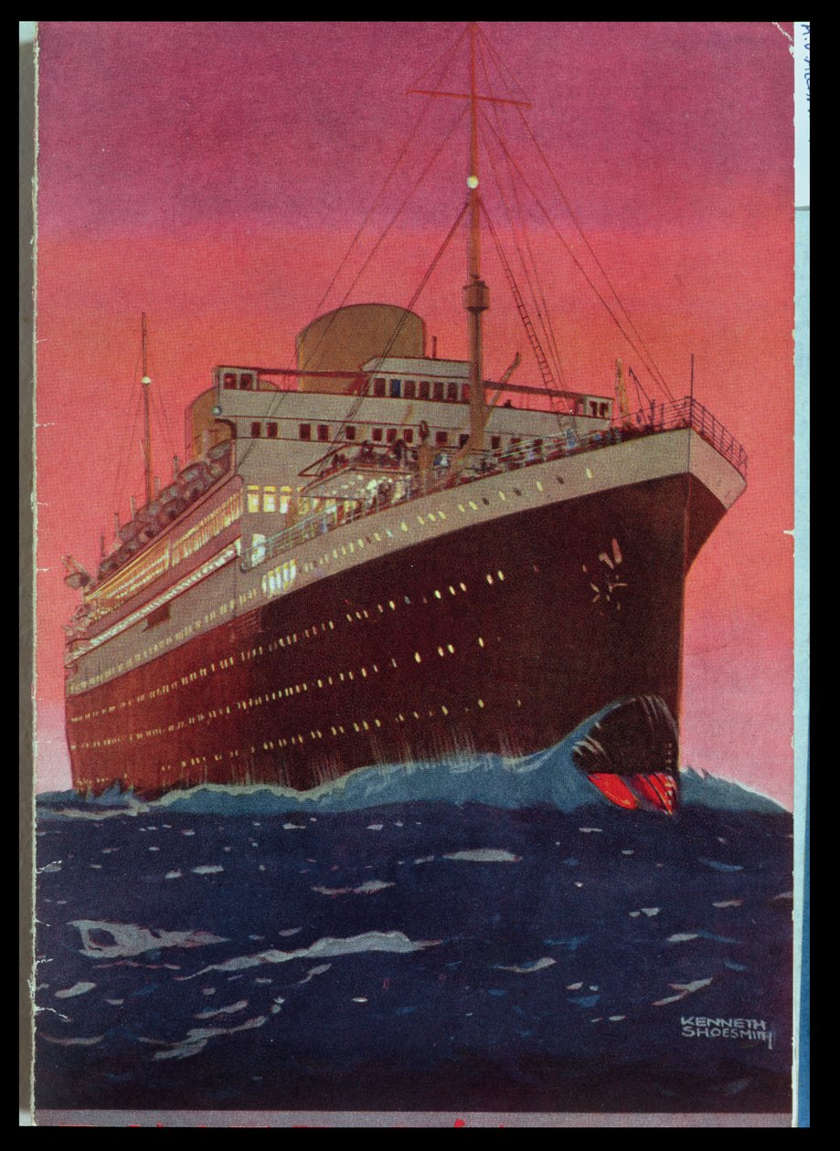Linjeskeppet M.V. Alcantara till sjöss, 1928 av Kenneth Shoesmith