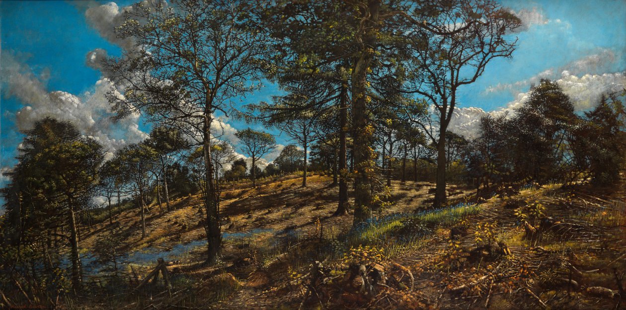Bigbury Wood (olja på duk) av Kenneth Newton