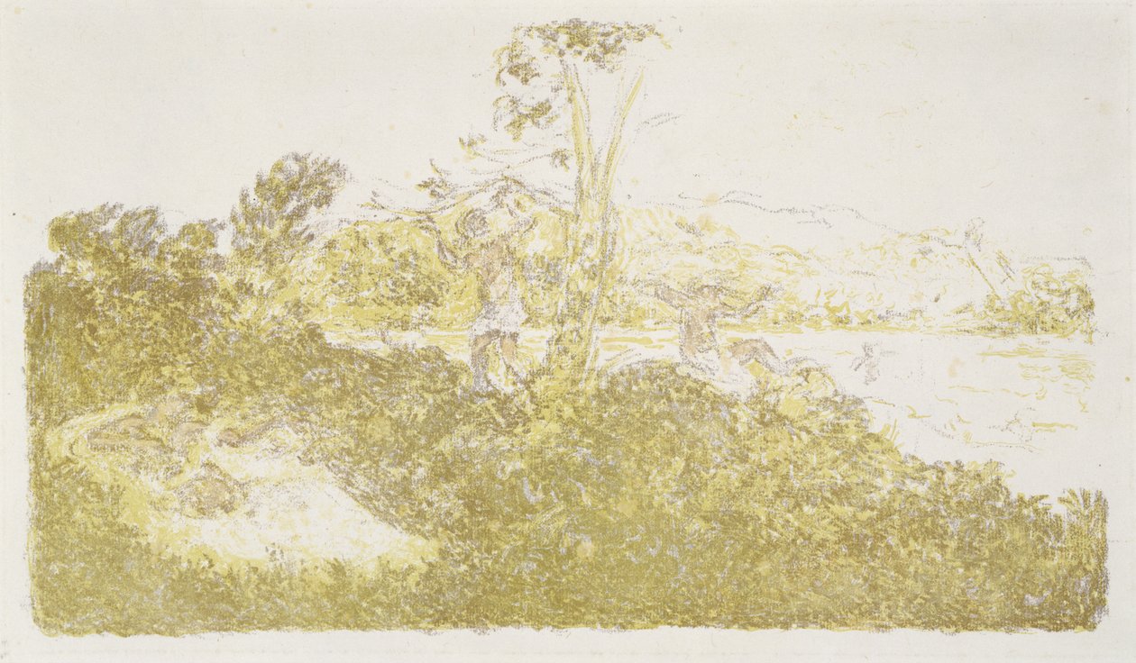 Personnages au bord de la mer (Figurer ved havet), ca. 1900 (litografi i farver) swed av Ker Xavier Roussel