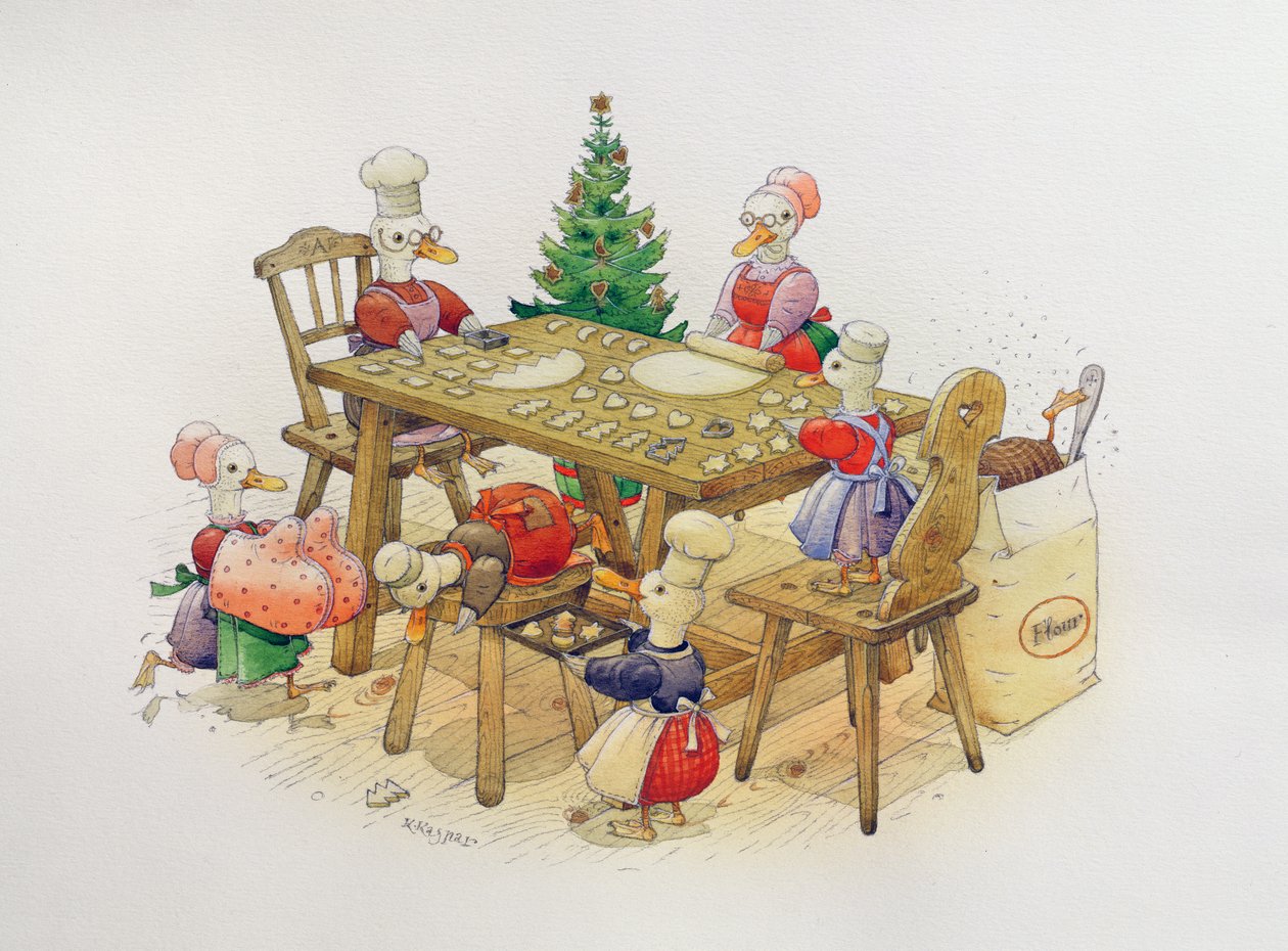 Ducks Christmas, 1999 (wc på papper) av Kestutis Kasparavicius