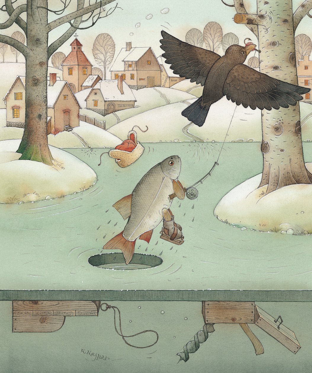 Fiske, 2003 (wc på papper) av Kestutis Kasparavicius