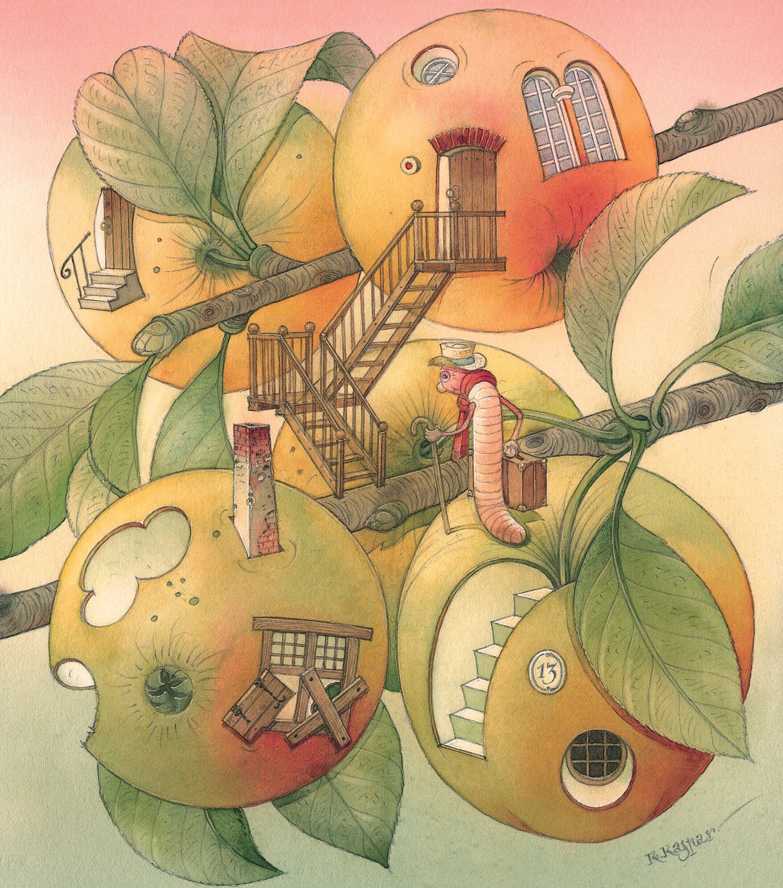 Worm, 2006 (wc på papper) av Kestutis Kasparavicius