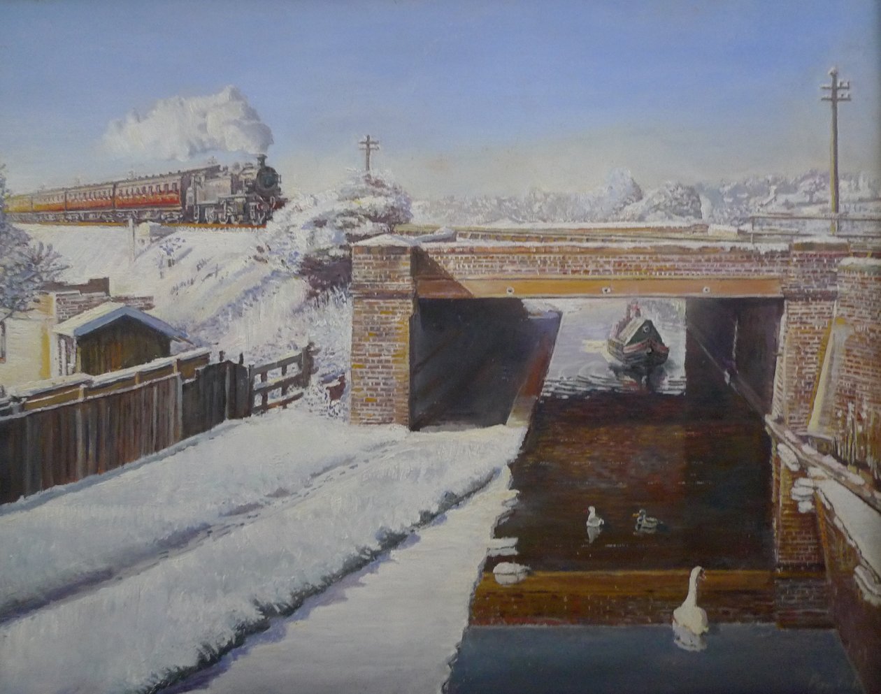Across the Grand Union, 2008 av Kevin Guild of Railway Artist Parrish