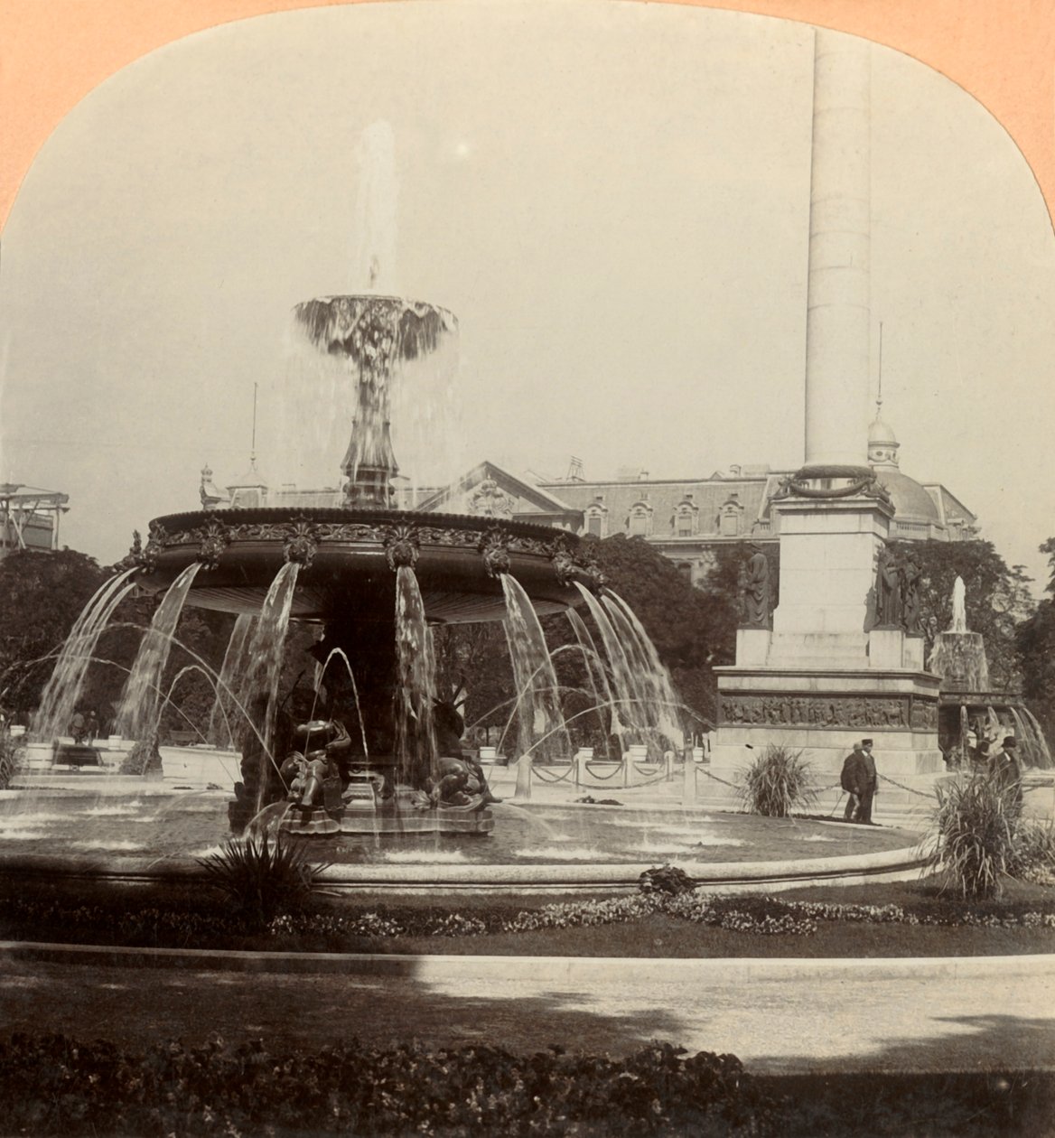 Royal Square, Fontän, Stuttgart, Tyskland, 1896. av Keystone View Company