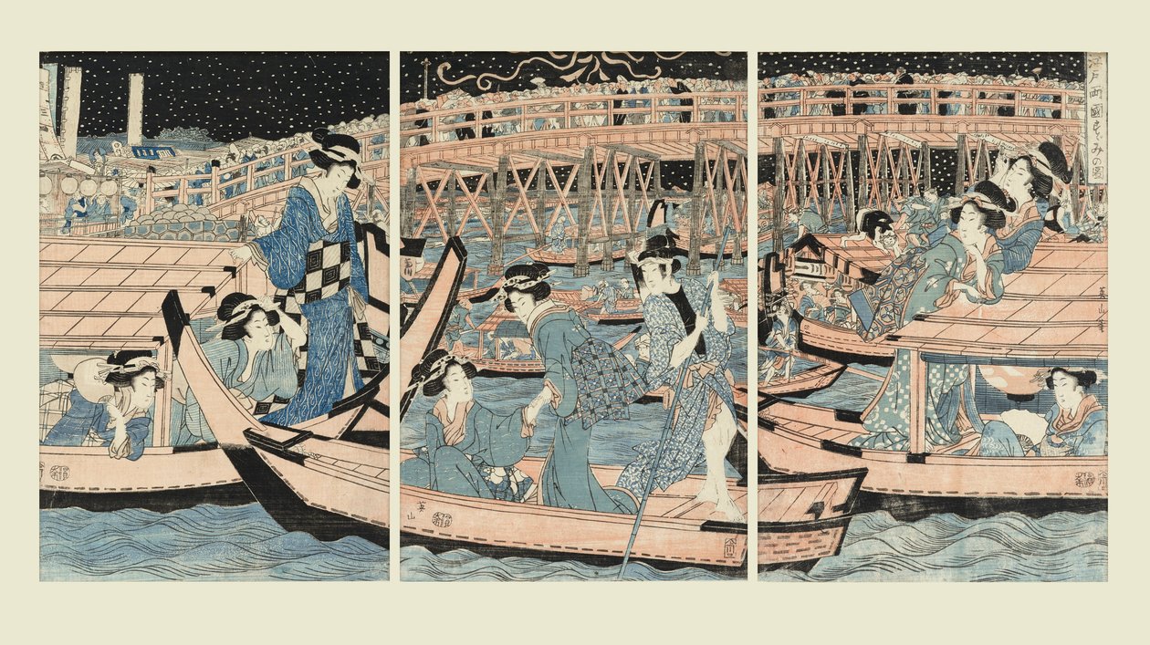 Svalkar av vid Ryogoku-bron av Kikugawa Eizan
