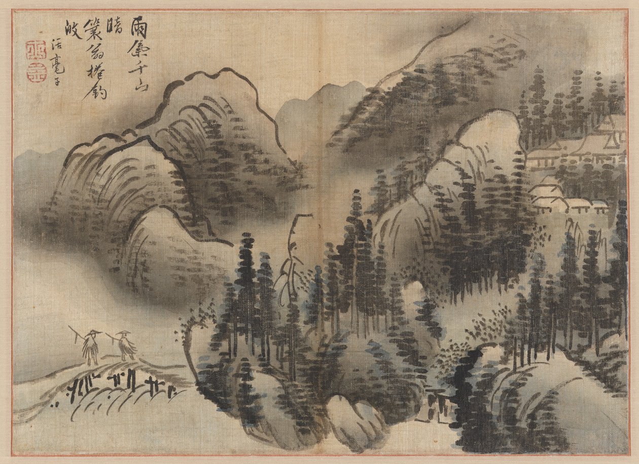 Regnigt landskap, sent 1700-tal. av Kim Sugyu