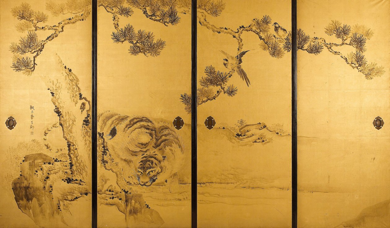 Fusuma- Tigers and Dragon av Kishi Ganku