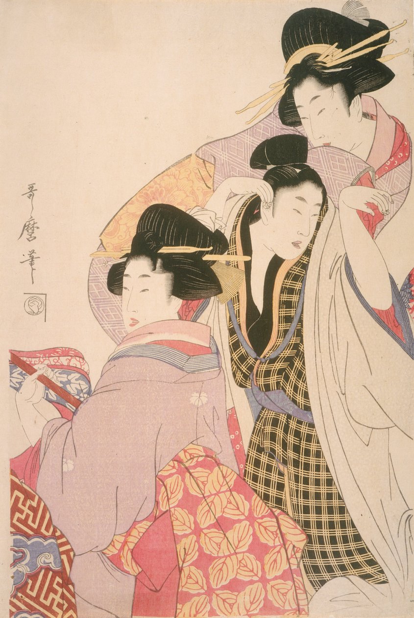 Two Geishas and a Tipsy Client av Kitagawa Utamaro