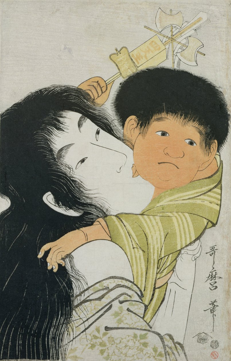 Yama-Uba och Kintoki (träblockstryck) av Kitagawa Utamaro