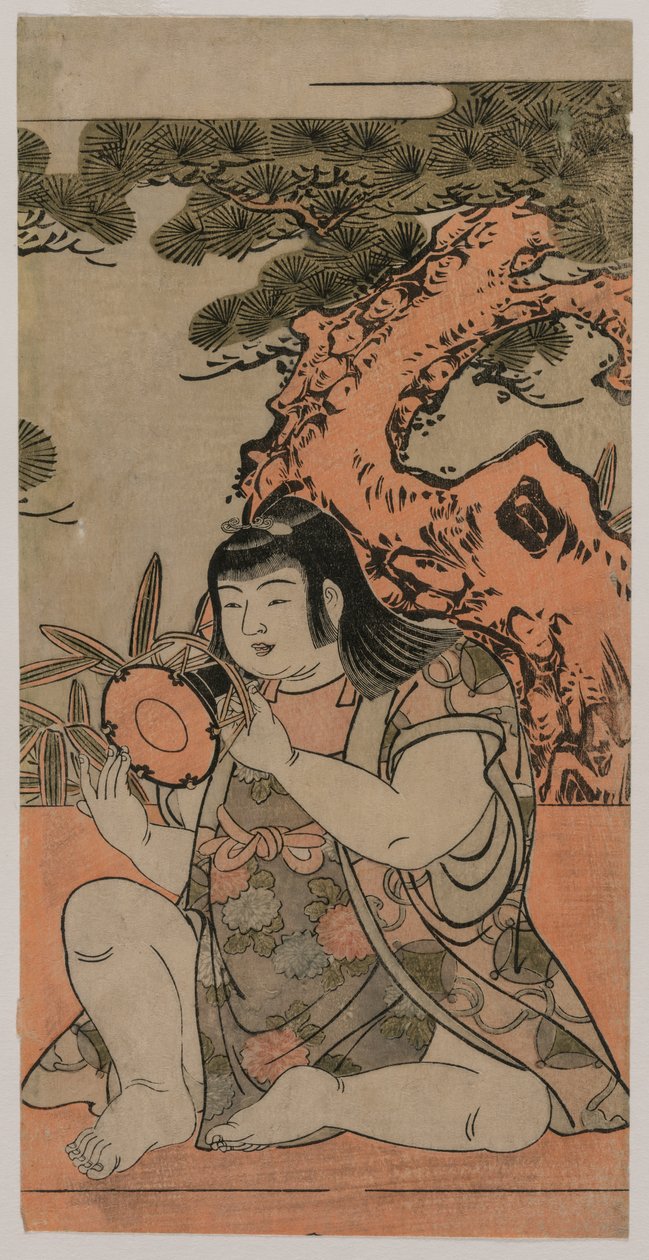 Docka som spelar på en handtrumma, 1770-talet. av Kitao Shigemasa