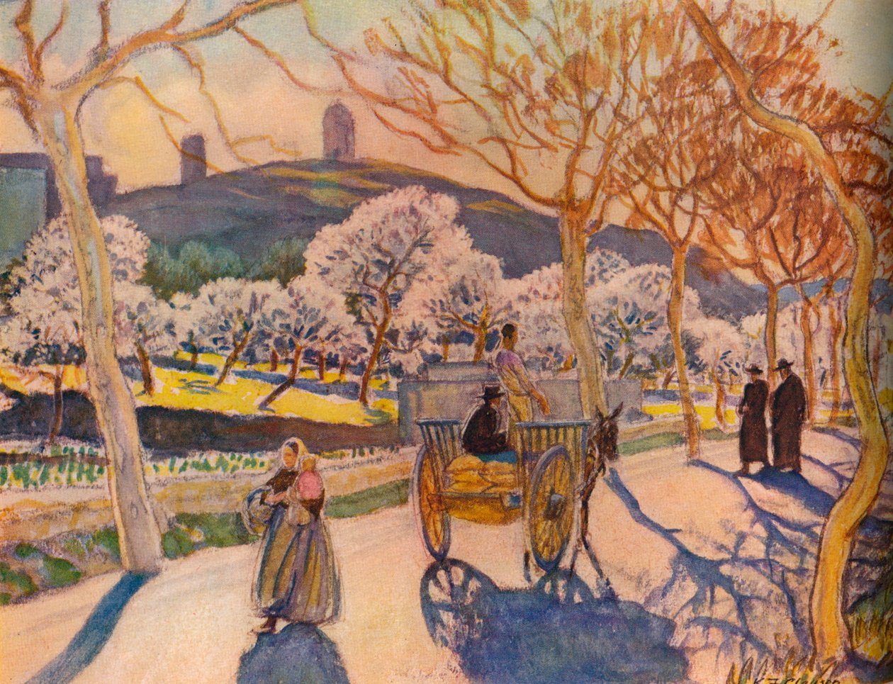 "Solljus och mandelblommor, Ibiza", 1936. av Kitty Clausen