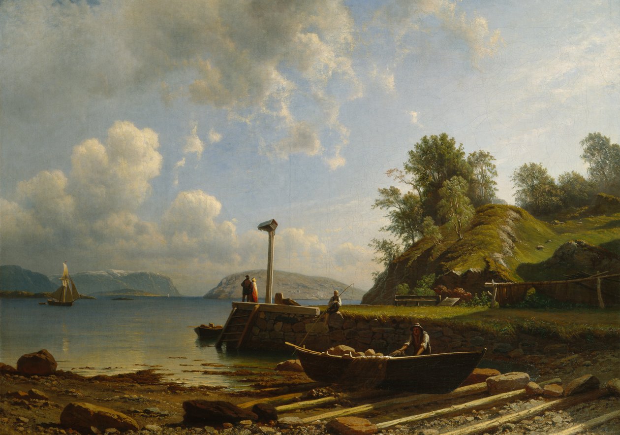 Kustlandskap med hus av Knud Andreassen Baade