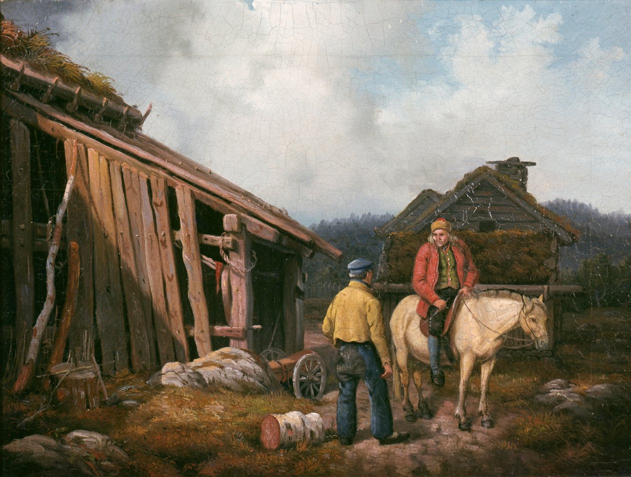 Man on Horse (olja på duk) av Knud Bergslien