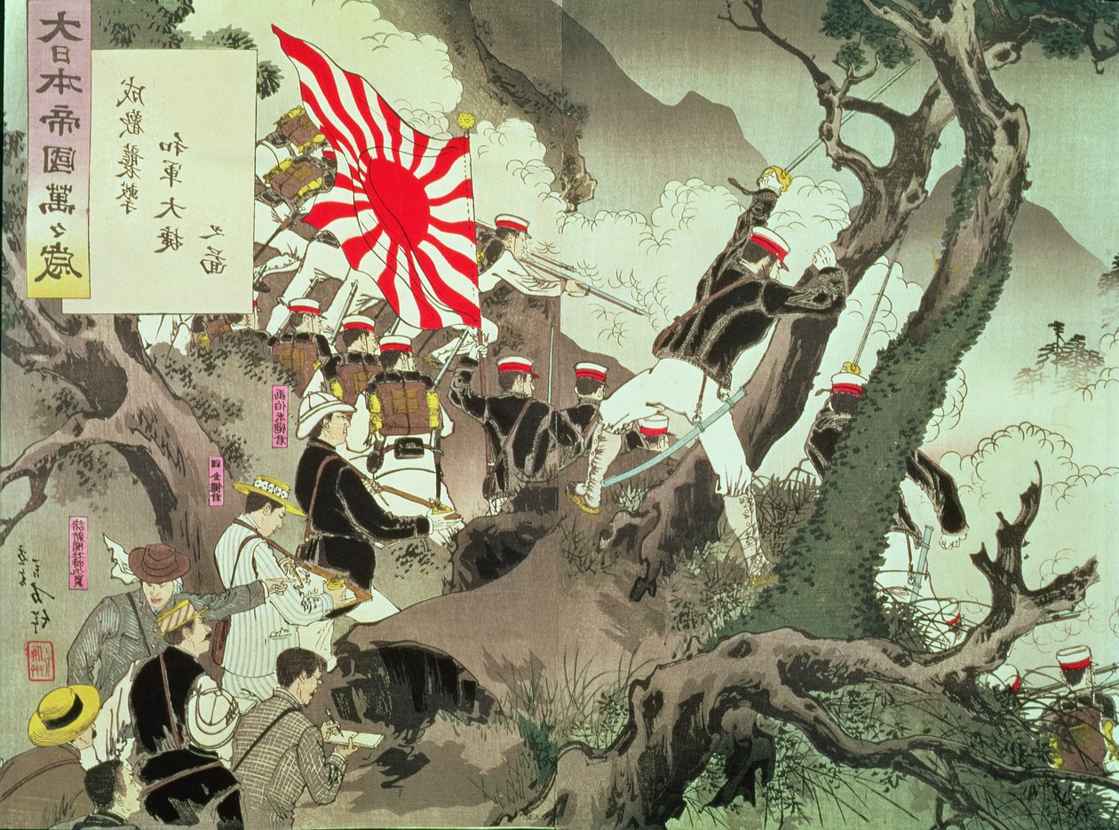 Scen från det kinesisk-japanska kriget i Korea (träsnitt) av Kobayashi Kiyochika