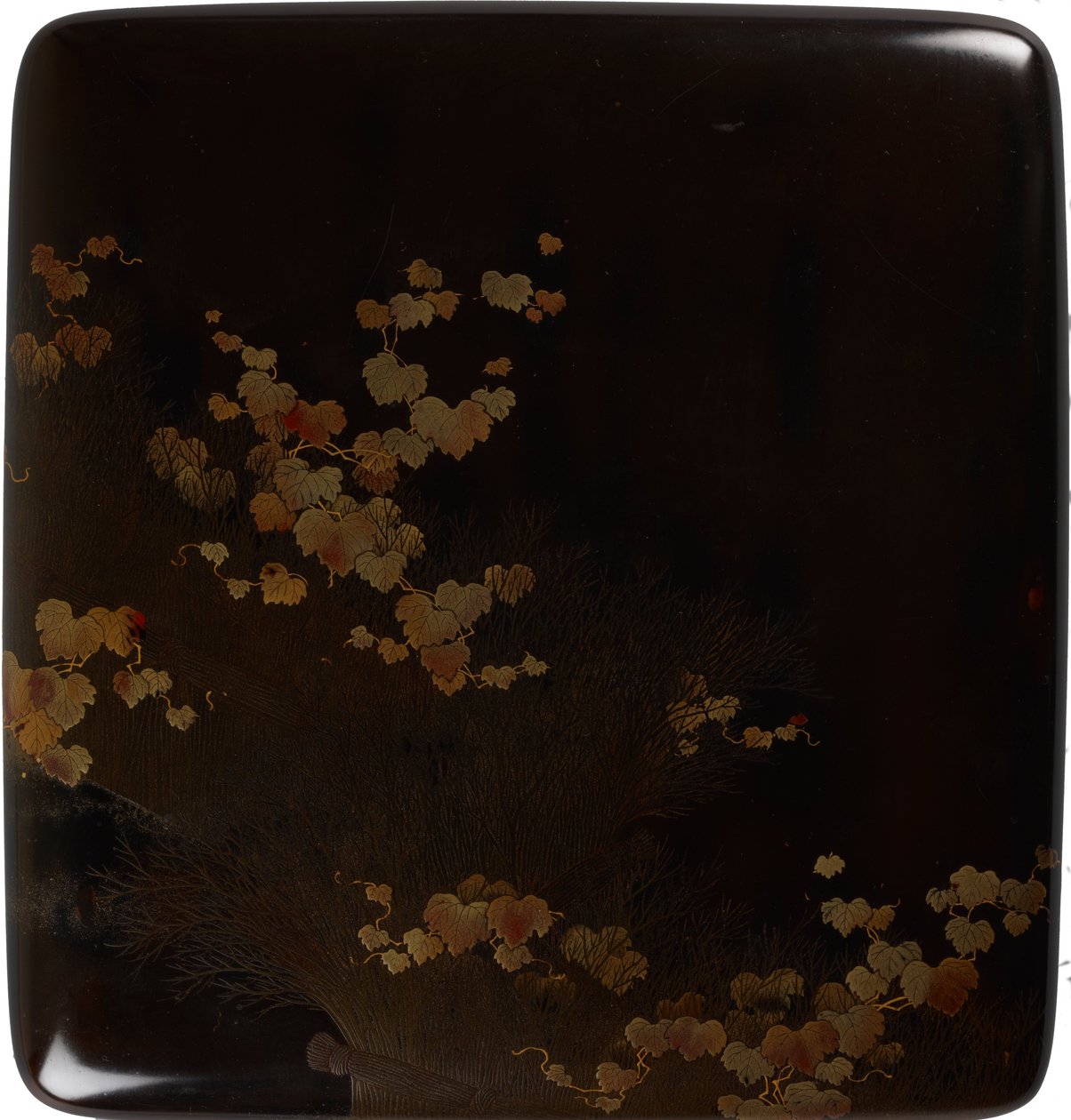 Writing Box, Ivy and brushwood fence design in maki-e lacquer av Koma Kyui