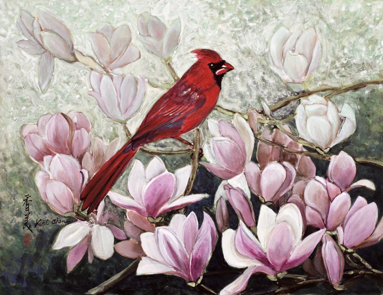 Cardinal, 2001 (gouache på rispapper) av Komi Chen