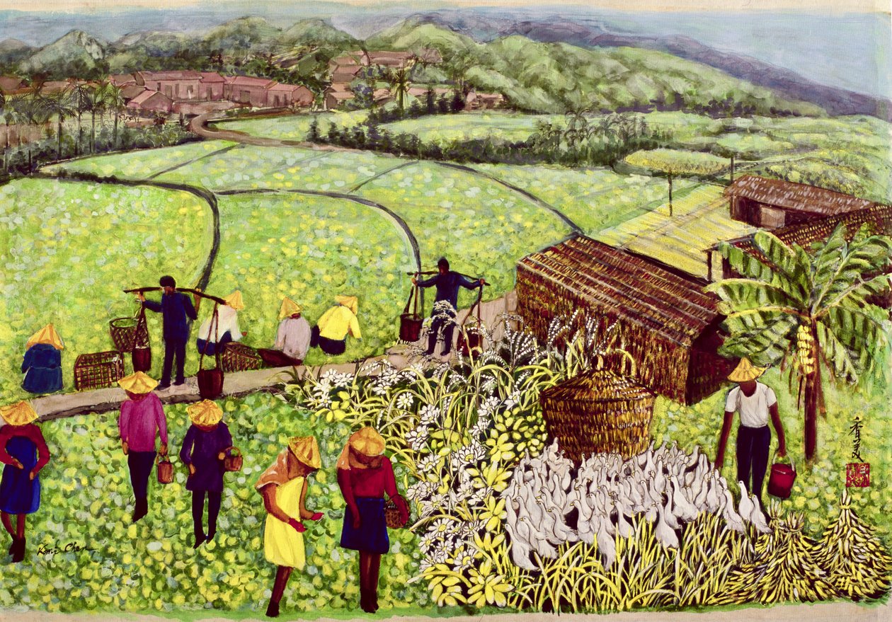 Pastoral, 1992 (gouache på siden) av Komi Chen