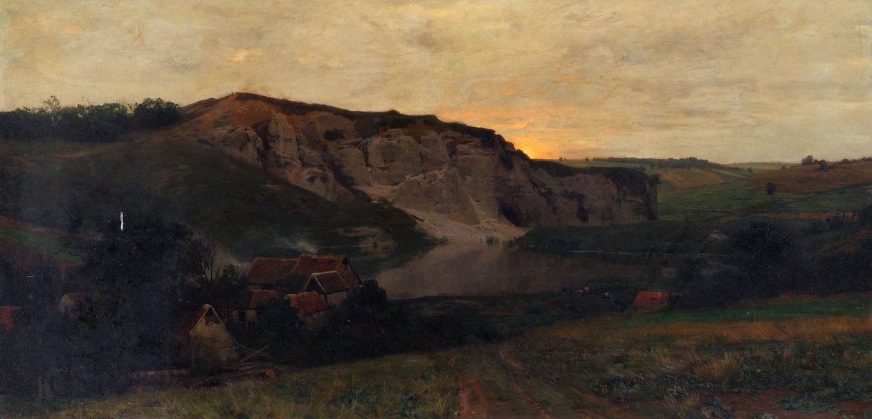 Stenigt landskap med en damm av Konrad Ludwig Lessing