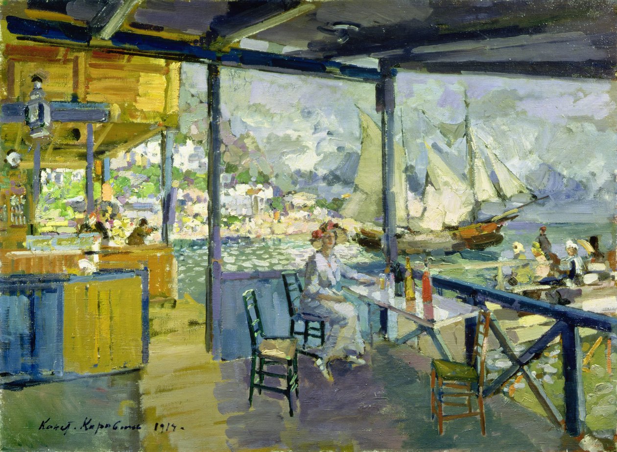 Ett café i Gursuph, 1914 av Konstantin Alekseevich Korovin
