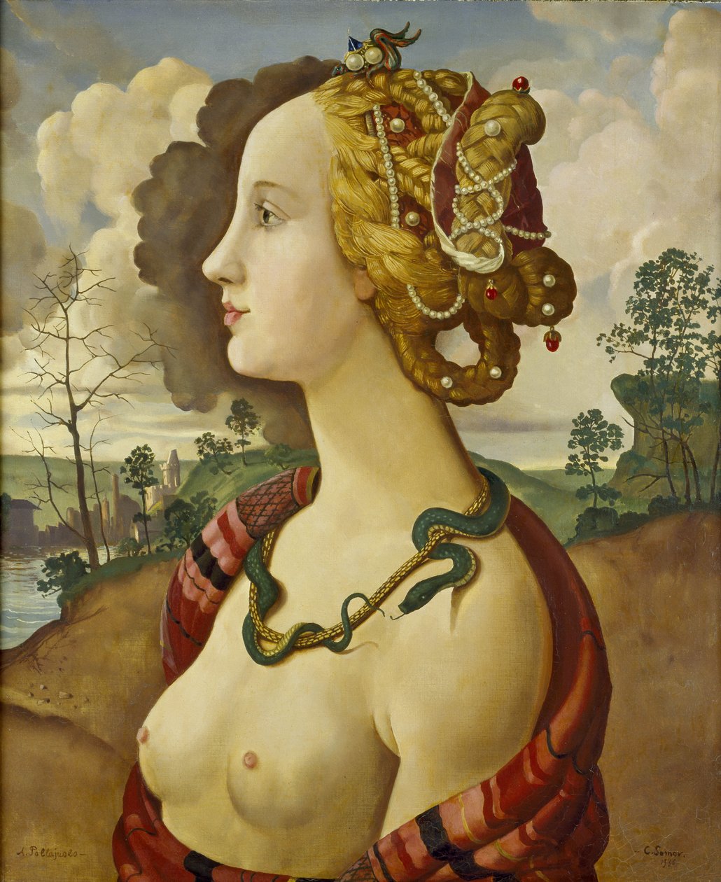 Kopia av "Porträtt av Simonetta Vespucci", av Piero di Cosimo (ca 1462-1521) av Konstantin Andreevic Somov