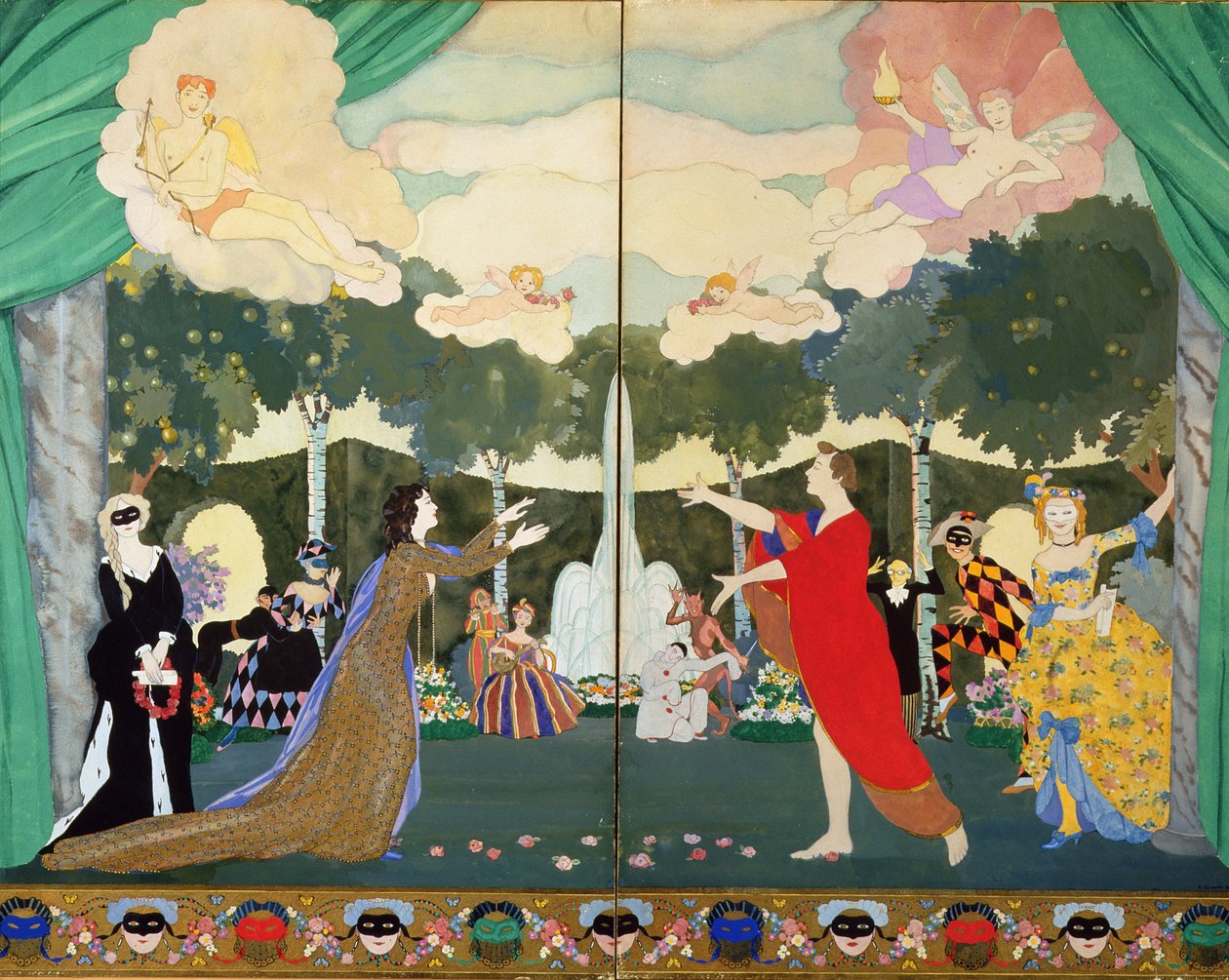 Gardindesign för "Free Theatre" i Moskva, 1913 av Konstantin Andreevic Somov