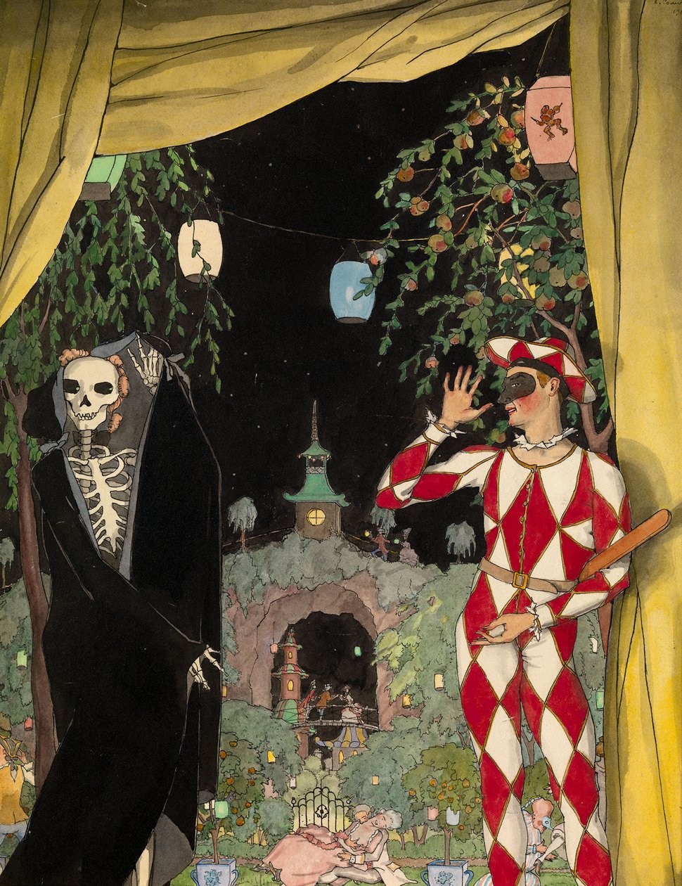 Harlekin och döden, 1918 av Konstantin Andreevic Somov