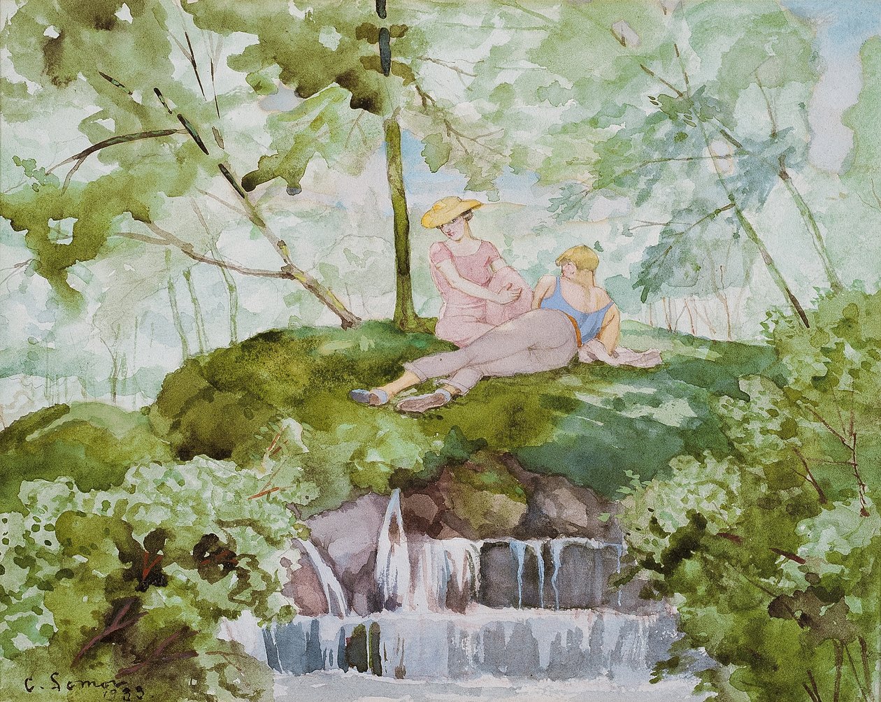 Älskare i ett landskap av Konstantin Andreevic Somov