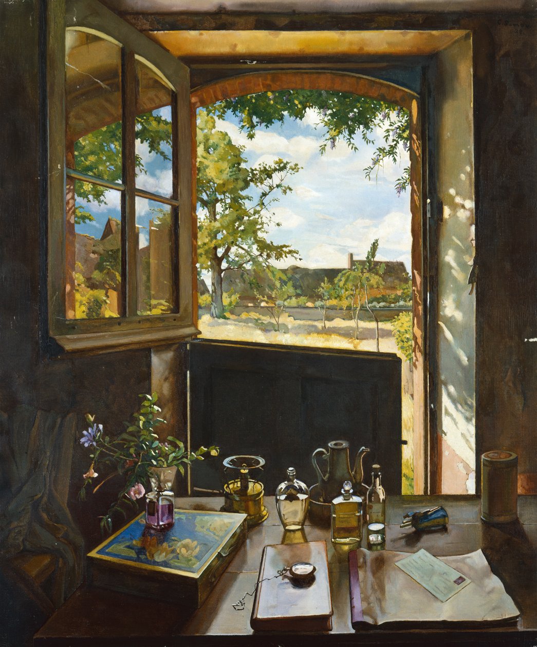 Öppen dörr på en trädgård av Konstantin Andreevic Somov