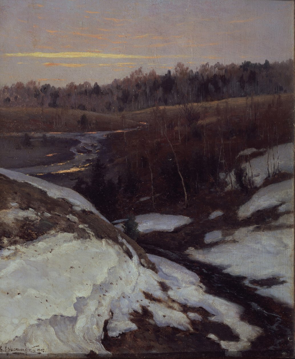 Tidig vår, 1905 av Konstantin Yakovlevich Kryzhitsky