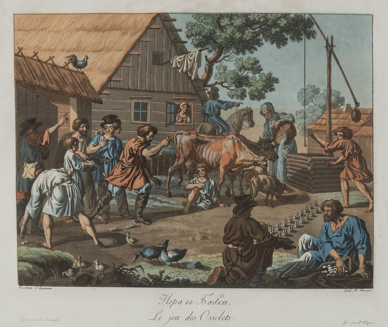Pojkar som spelar Knucklebones Babki, ca 1812 av Korneev
