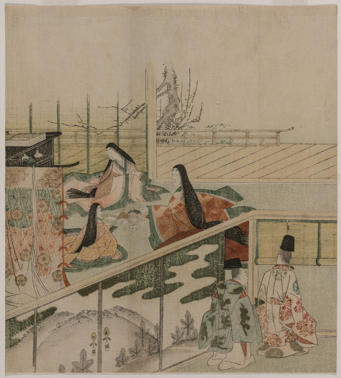 Hovdamer som gör dockor, 1790-talet. av Kubo Shunman