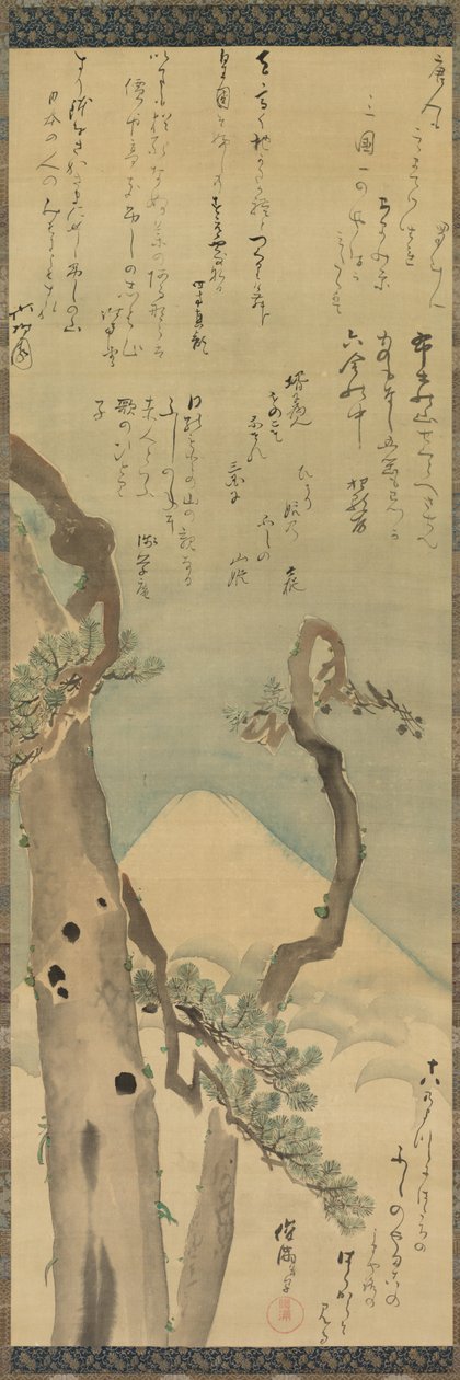 Mt. Fuji genom Pines, sent 1700-tal - början av 1800-talet. av Kubo Shunman