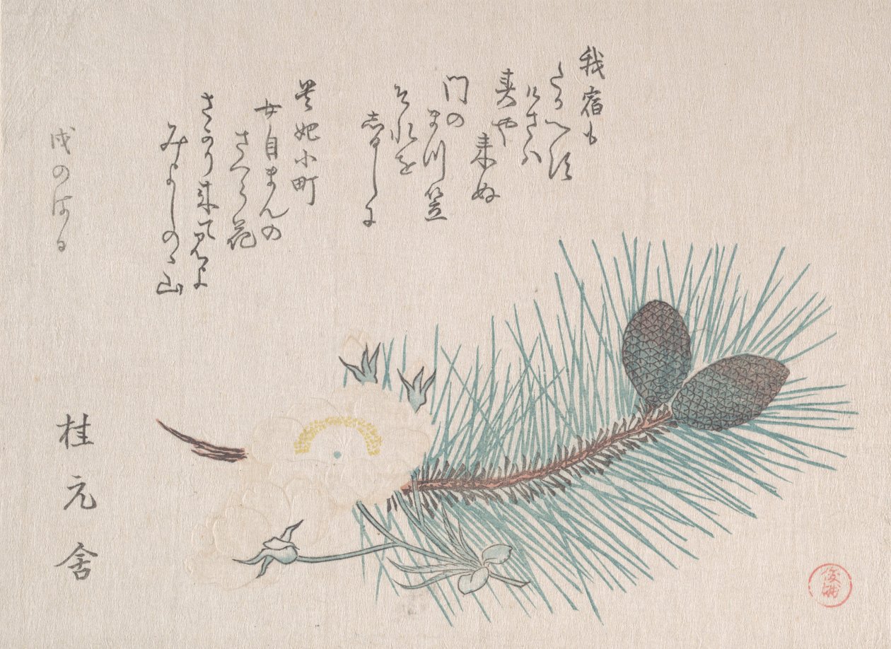 Tallar och körsbärsblommor, troligen 1814. av Kubo Shunman