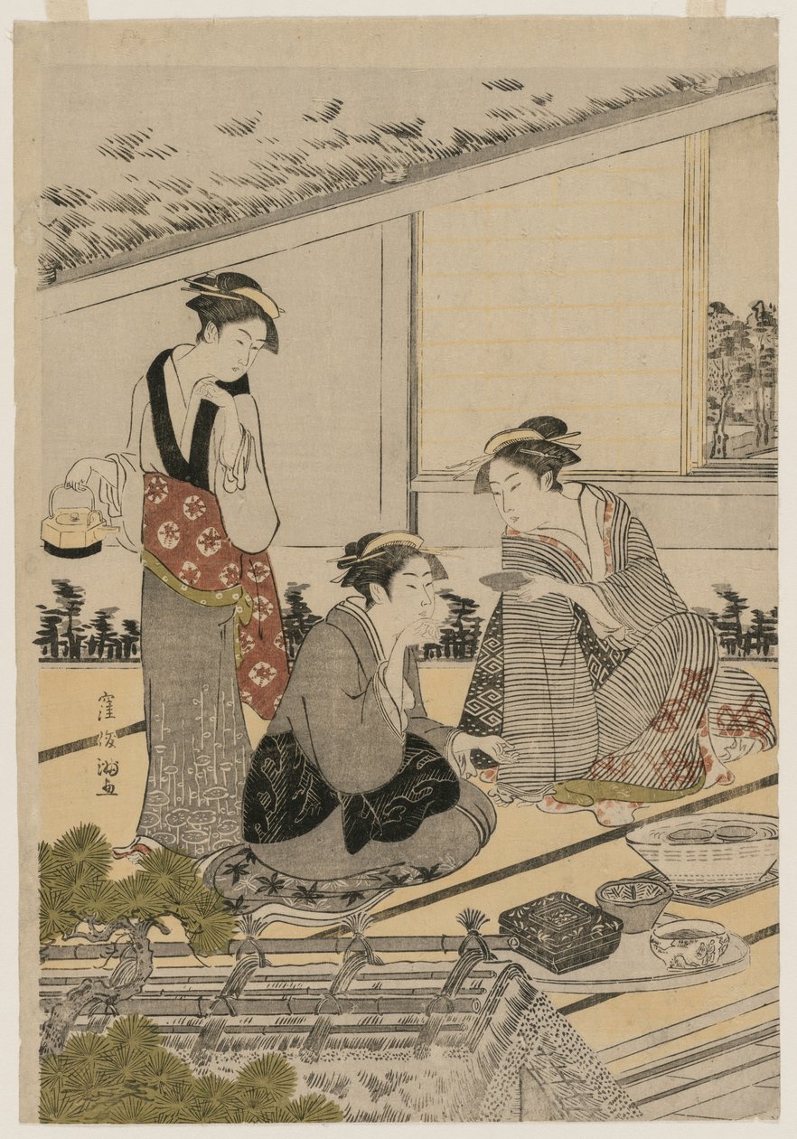Kvinnor i ett tehus, sent 1780-tal. av Kubo Shunman