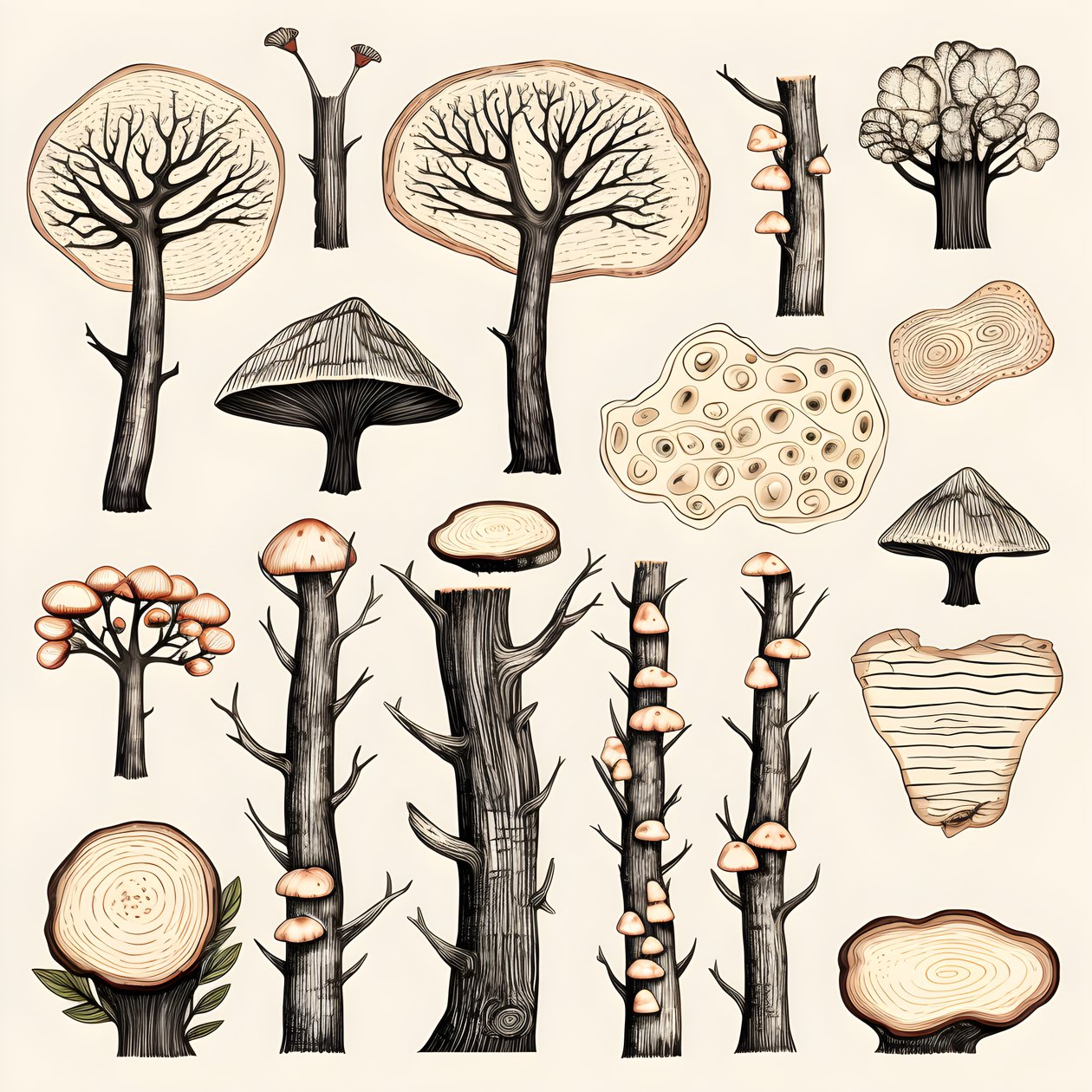 Trädstamssektioner, boho clipart, boho ritmönster, boho stam 3 av Kurt Heppke