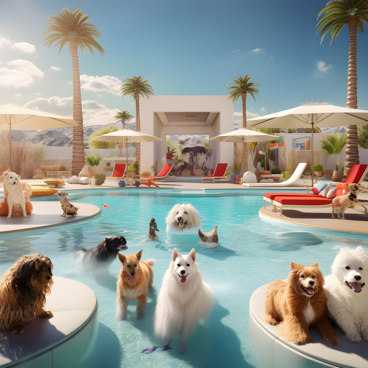Hunde-Poolparty i Palm Springs 1 av Kurt Heppke