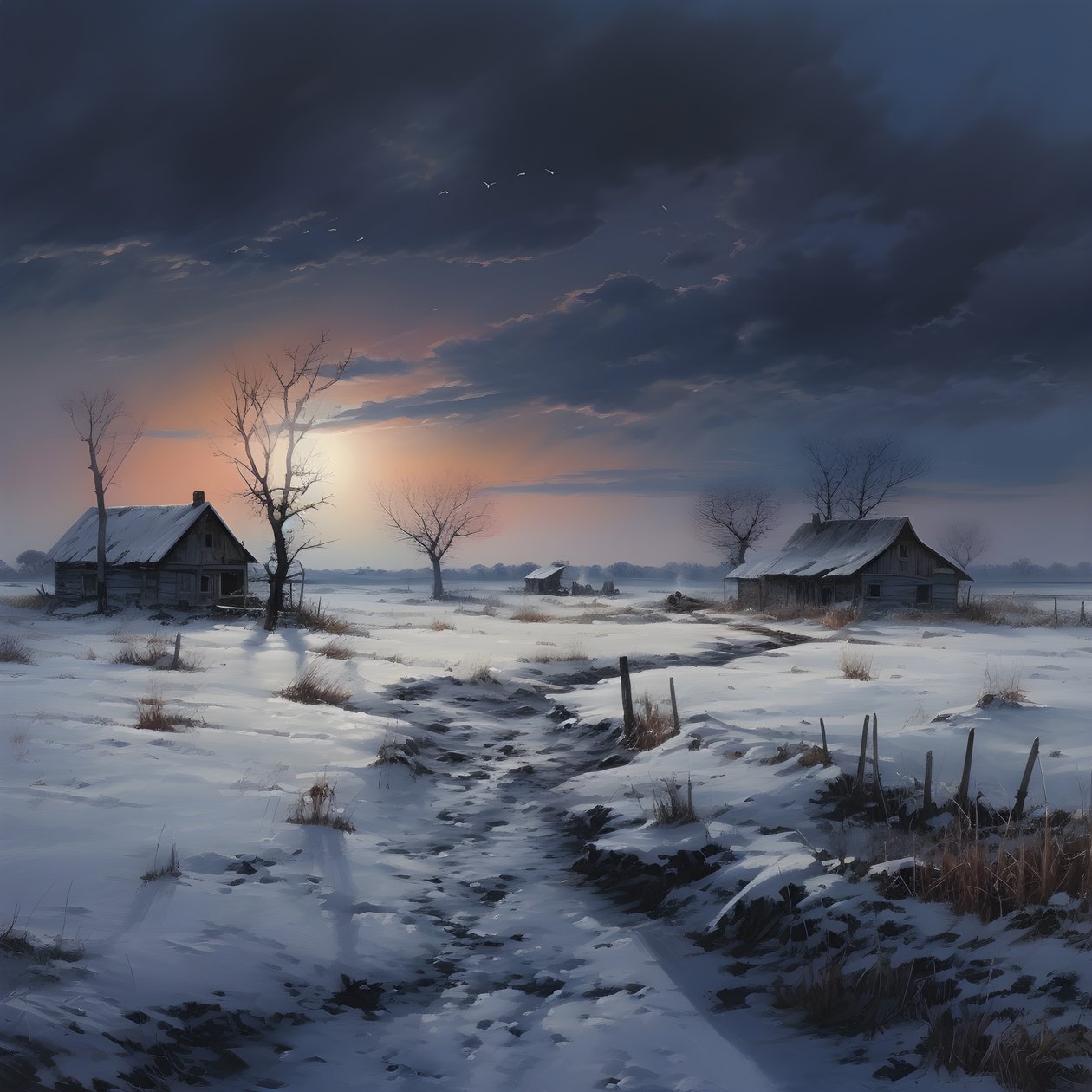 snöigt landskap. En mediefarm 3 av Kurt Heppke