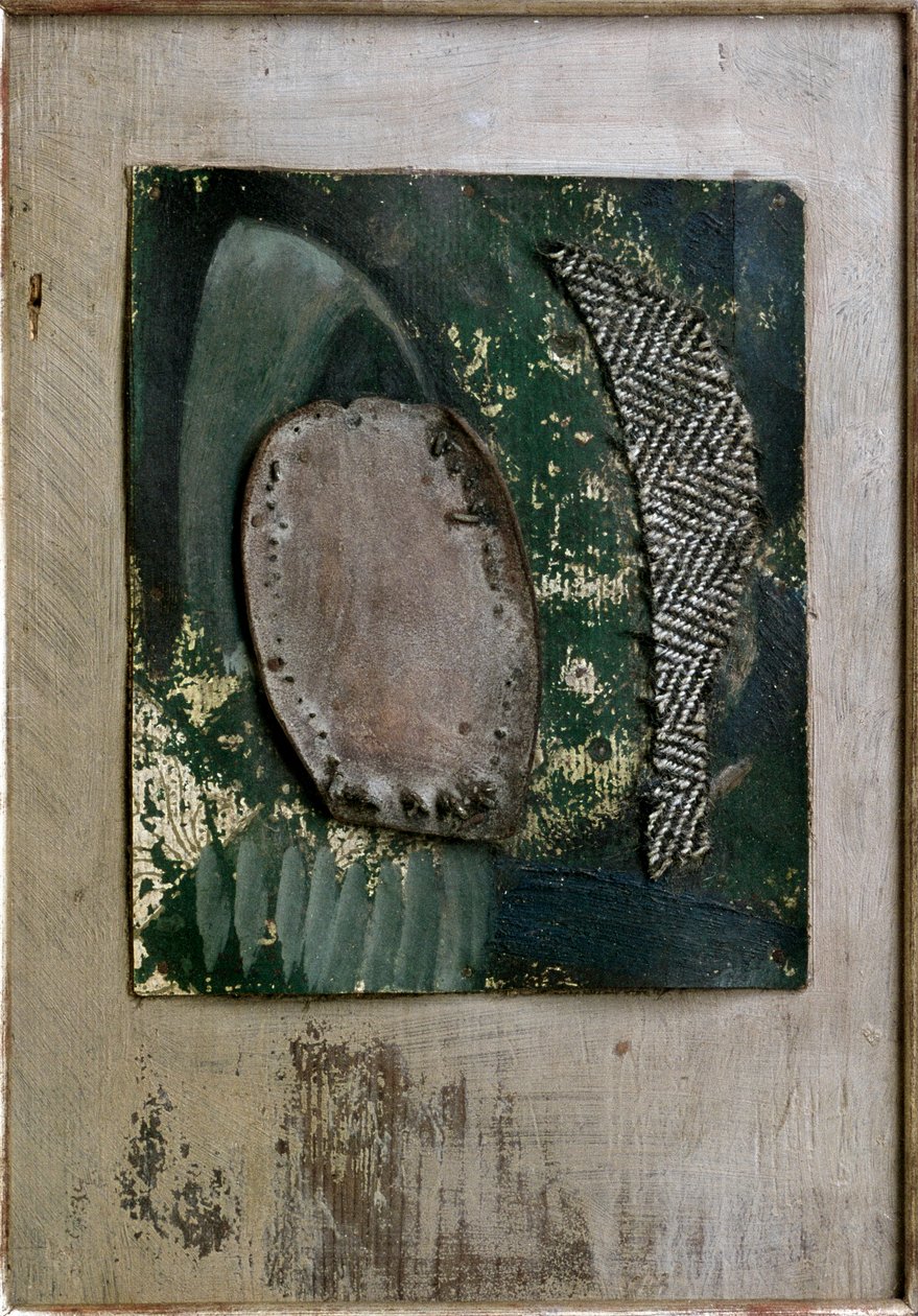 Brun och grön montering (målning av Kurt Schwitters