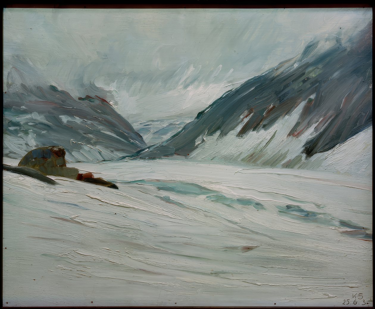 Djupt vatten med snö av Kurt Schwitters