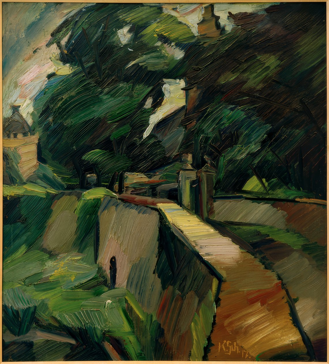 Landskap från Opherdicke / Gutshof Opherdicke av Kurt Schwitters