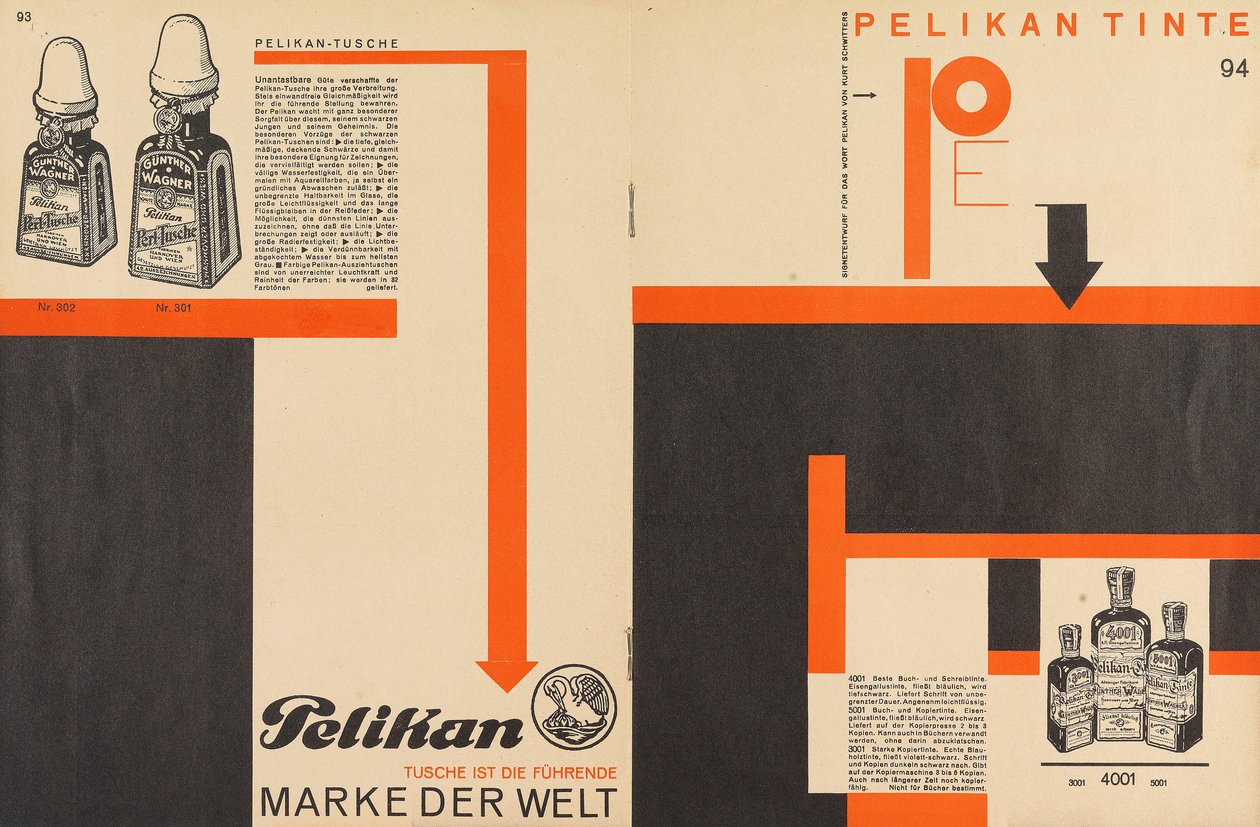 Annons Merz 11 Pelican Ink, 1924. av Kurt Schwitters