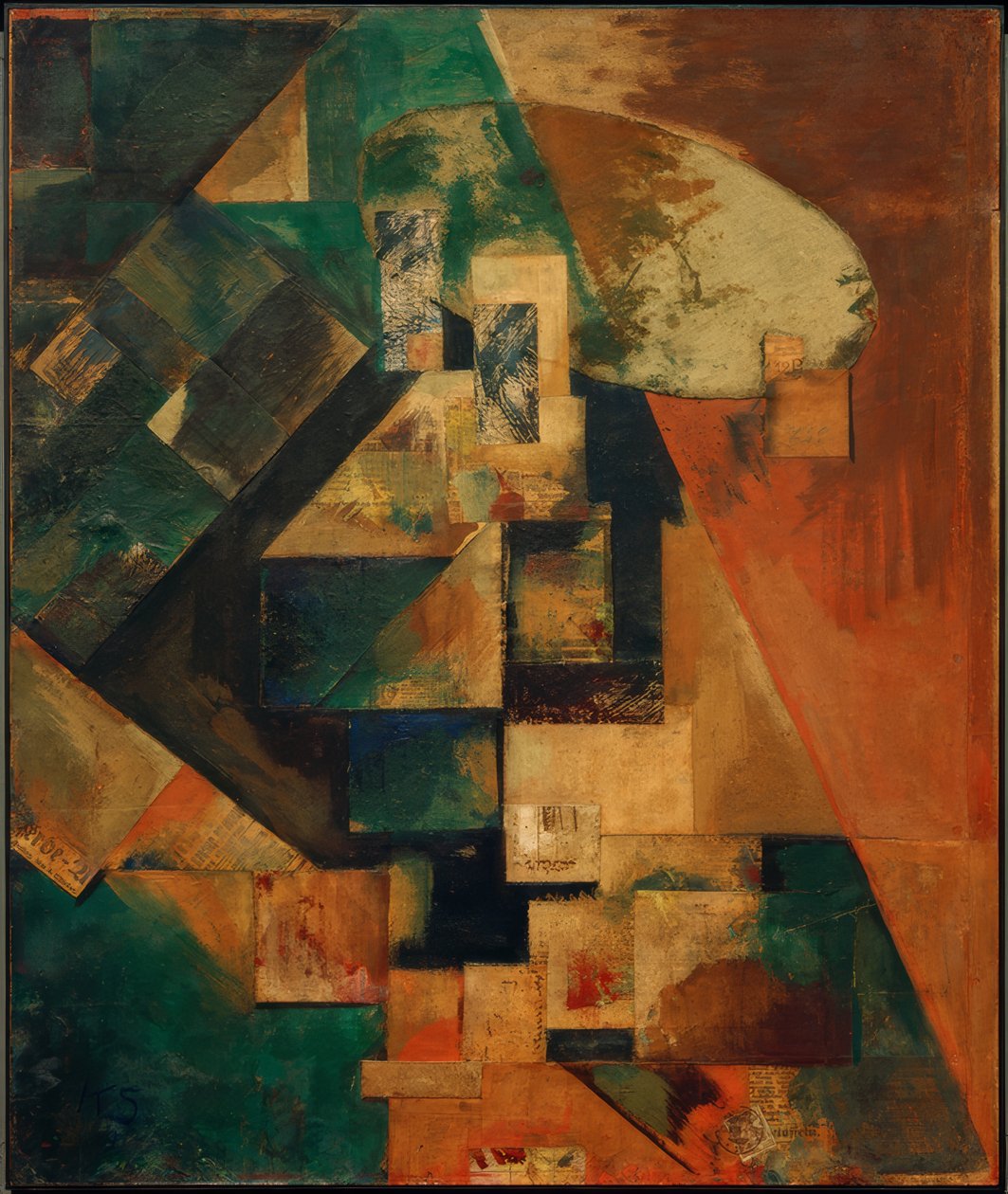 Merzbild 1 B bild med rött kors av Kurt Schwitters