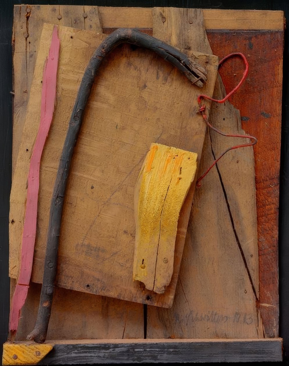 Namnlös (Merz-bild rosa-gul) av Kurt Schwitters