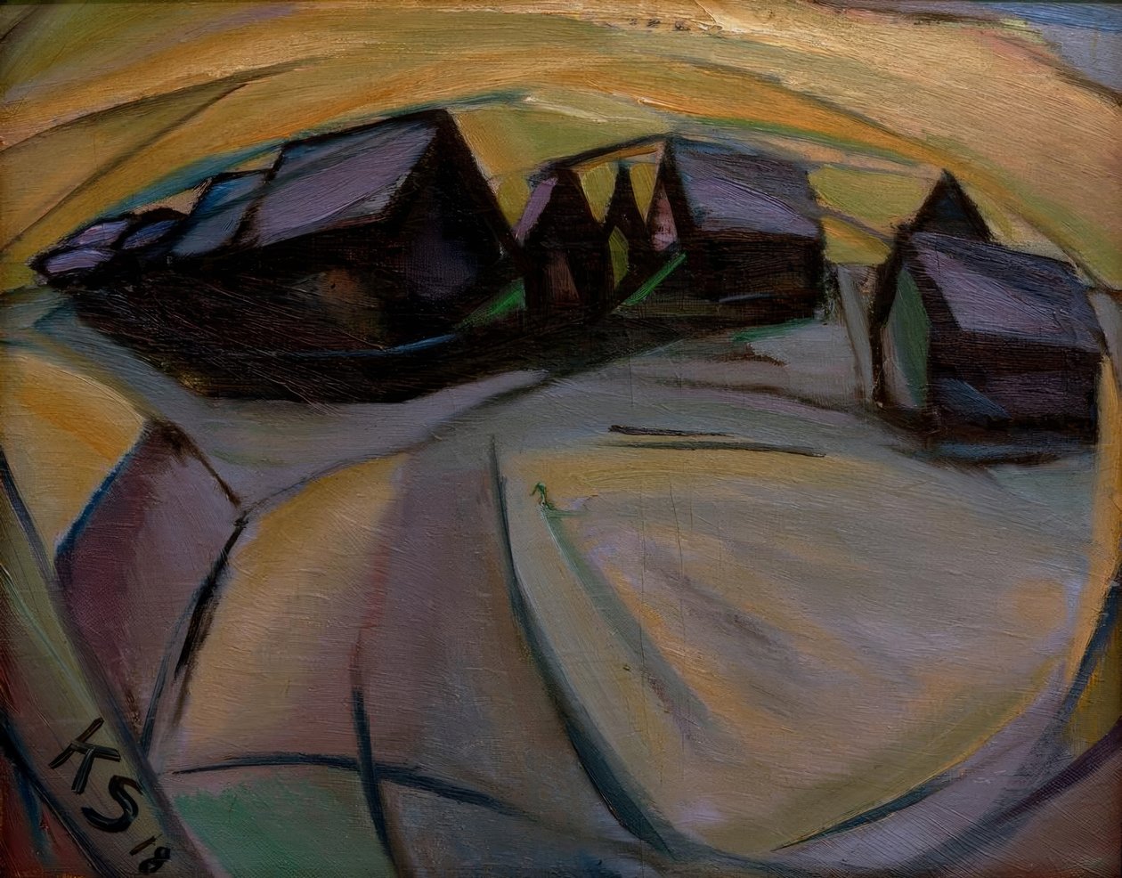 Snötäckta hus av Kurt Schwitters
